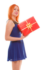 holidays love happiness concept - girl with gift box