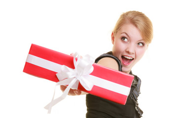 holidays love happiness concept - girl with gift box