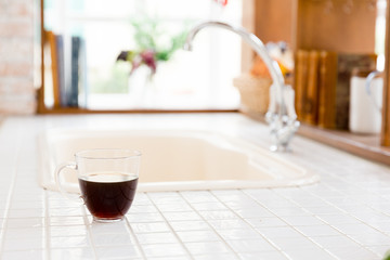 kitchen and cup of coffee