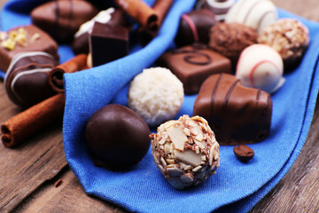 Group of chocolates with cinnamon stick