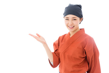 young asian woman on white background