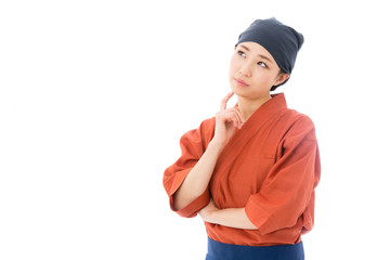 young asian woman on white background