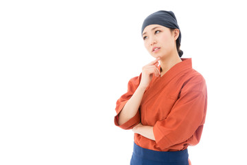 young asian woman on white background