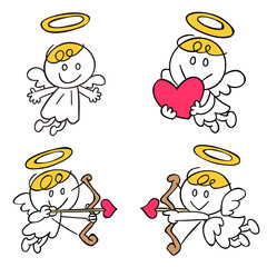 天使のイラスト4ポーズセット