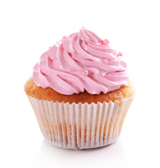 Delicious cupcake isolated on white
