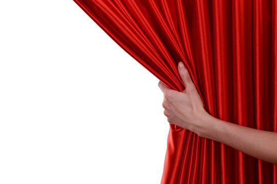 Red Curtain On White Background