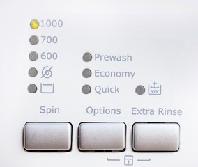 Close-up view of washing machine control panel
