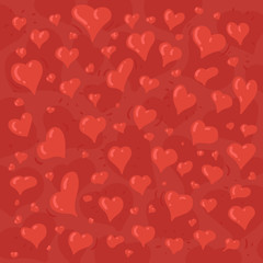 Fototapeta na wymiar illustration of different lovely hearts on red background