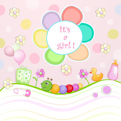 Baby shower card with toys.