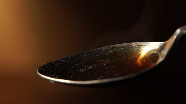 Close-up of a spoon in which the drug