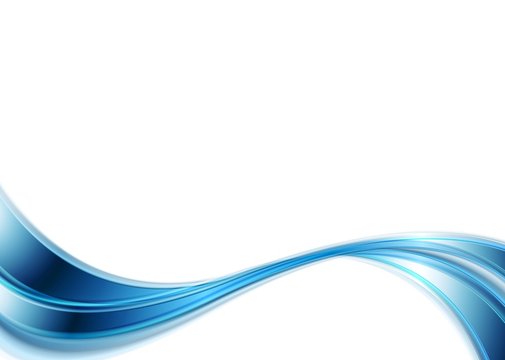 Bright blue abstract wave on white background