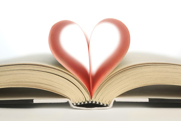 Book pages in the shape of a heart