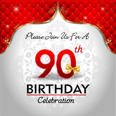 celebrating 90 years birthday, Golden red royal background