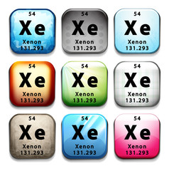 A button showing the chemical element Xenon