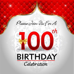 celebrating 100 years birthday, Golden red royal background