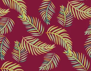 Wall murals Tropical Leaves seamless tropical jungle palm leaves vector pattern background