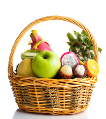 Composition of exotic fruits isolated on white