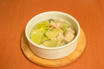 Pickled lettuce soup with pork