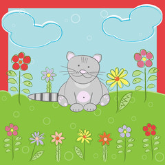 Greeting card with cute cat