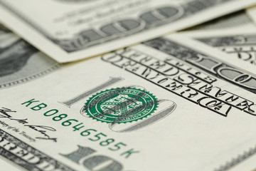 lots of one hundred dollar banknotes, background