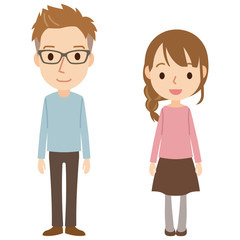 若い男女　カップル　全身