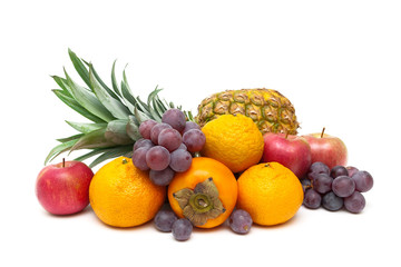 fresh fruits isolated on white background close-up