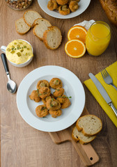 Breaded fried mushrooms with juice