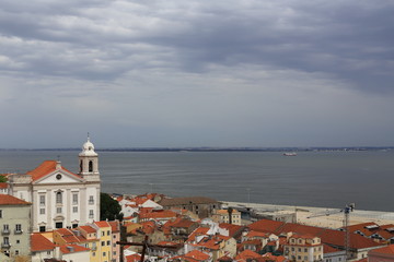 Fototapeta premium Dramatic sky above Lisbon, Portugal
