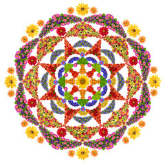 Isolated floral happiness mandala