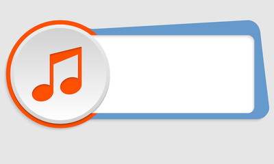 blue frame for text and music symbol