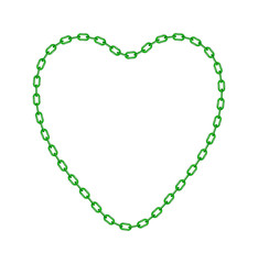Green chain in shape of heart