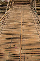 Bamboo bridge across the river in Sangkhlaburi kanchanaburi Prov