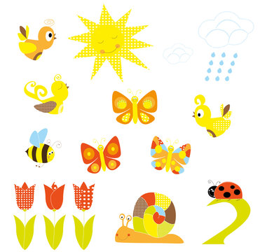 Spring nature / set of elements / vectors