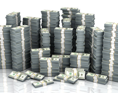 illustration of dollars stack over white background