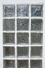 Shiny wall of glass blocks