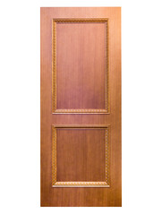 Entrance wooden door on a white background.