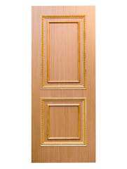 Entrance wooden door on a white background.