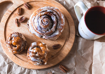 cinnabon with coffee