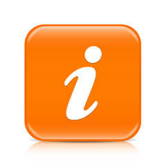 Orange i button icon with reflection