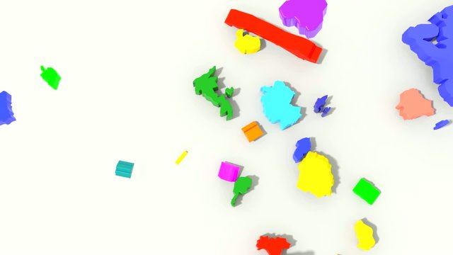 Mappa Europa 3D colore con animazione casuale