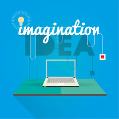 Computer, Idea, imagination vector bulb electric concept