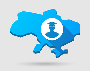 Ukraine green map icon with a student