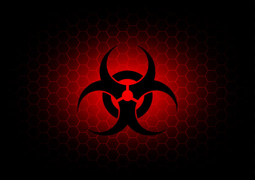 Abstract  biohazard symbol dark red background