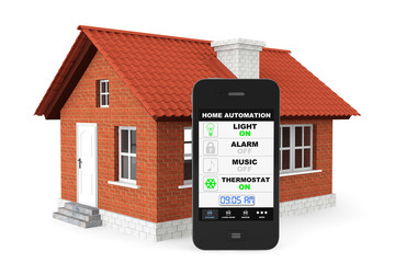 Home Automation Concept. Mobile Phone and house