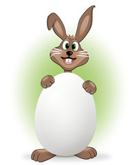 cheeky easter bunny with white egg