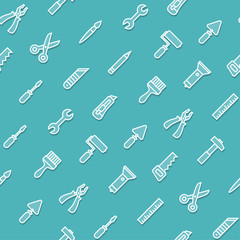 Blue flat renovation tools seamless pattern