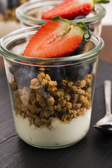 muesli and yogurt with fresh berries
