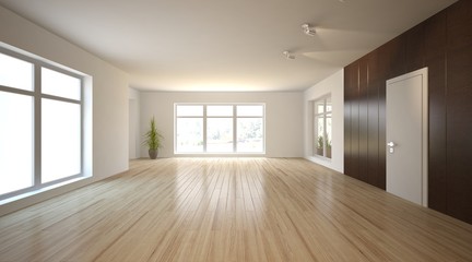 white empty interior concept with panoramic windows