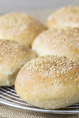 Baked burger buns