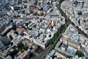 Paris Quartier Montparnasse Tilt Shift - obrazy, fototapety, plakaty